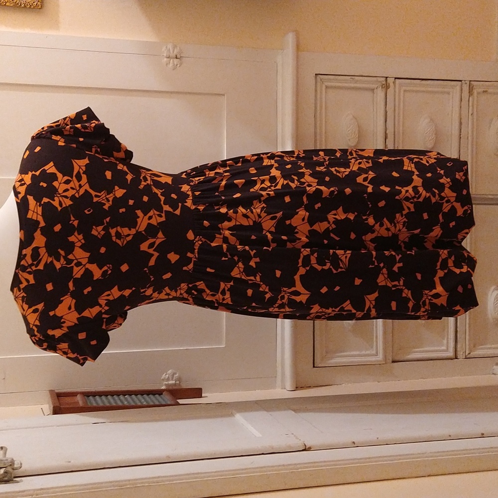 Apt 9 stretch brown and orange stretch dress Sz S - Picture 3 of 9
